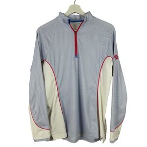 Peter Millar Women's M Pullover Blue Cocktail Print Quarter Zip Preppy Golf